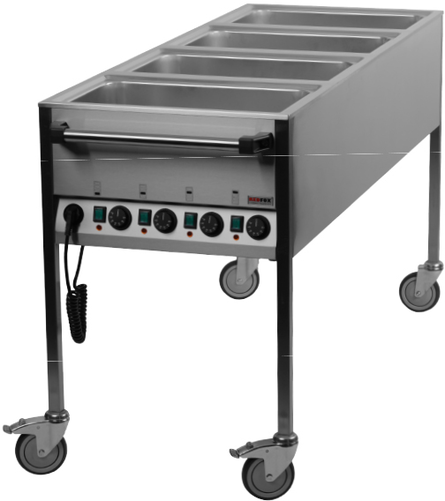 Bemar elektryczny 4-komorowy GN 1/1, z kranem spustowym, z niezależnym ogrzewaniem, 2,8 kW, 1700x650x900 mm | REDFOX, VLPK-4120