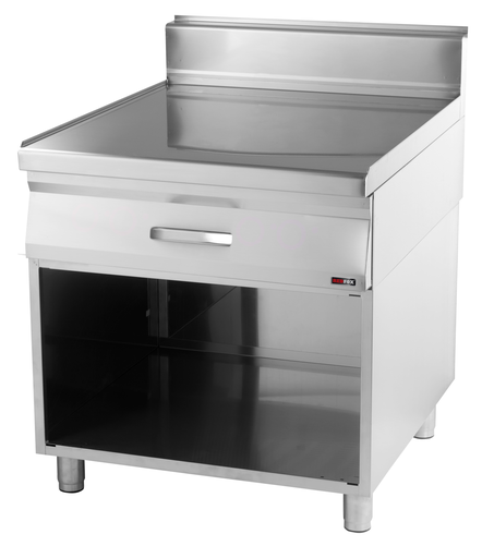 Blat roboczy z szufladą wolnostojący, 800x900x900 mm, inox | REDFOX, Linia 900, PP90/80