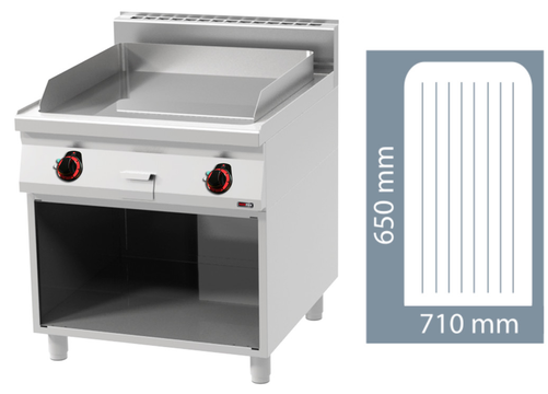 Płyta grillowa elektryczna, ze stali nierdzewnej, ryflowana, wolnostojąca, 12 kW, 800x900x900 mm, inox | REDFOX, Linia 900, FTR90/80E