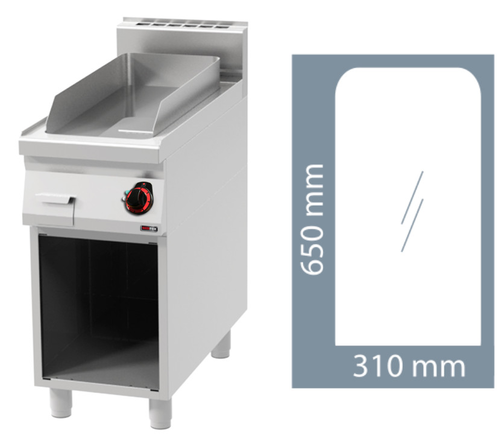 Płyta grillowa elektryczna, ze stali nierdzewnej, gładka, wolnostojąca, 6 kW, 400x900x900 mm, inox | REDFOX, Linia 900, FTH90/40E