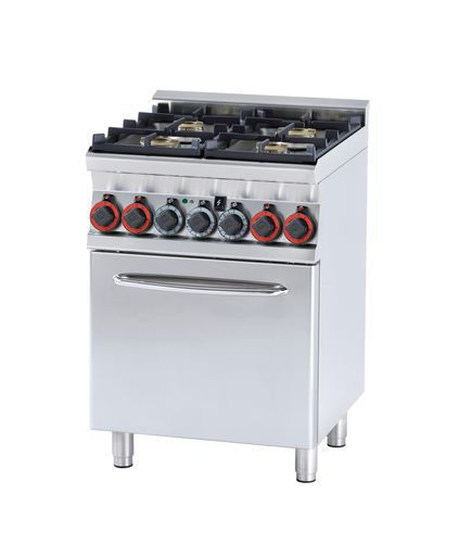 Kuchnia gazowa 4-palnikowa z piekarnikiem elektrycznym, GN 1/1, 21.05 kW, 600x600x900 mm, inox | RMGASTRO, CFM4-66 GEM