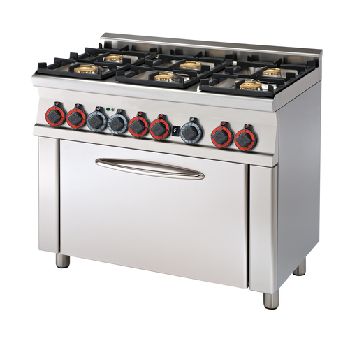 Kuchnia gazowa 6-palnikowa z piekarnikiem, 31 kW, 1000x600x900 mm, inox | RMGASTRO, CF6-610 G