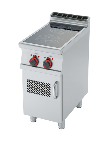 Kuchnia elektryczna indukcyjna 2-palnikowa z szafką, 10 kW, 400x700x900 mm, 400 V, inox | RMGASTRO, PCI-74 ET