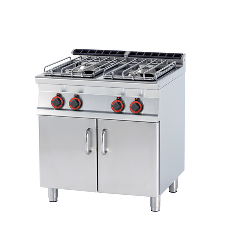 Kuchnia gazowa 4-palnikowa z szafką, 22 kW, 800x700x900 mm, inox | RMGASTRO, PC-78 G/P