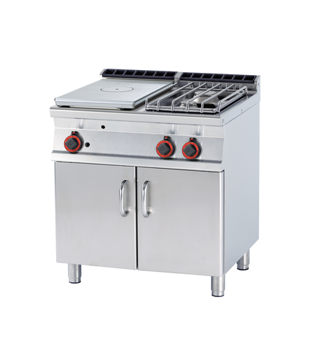 Kuchnia żeliwna gazowa 2-palnikowa z szafką, 20 kW, 800x700x900 mm | RMGASTRO, TP2-78 G/P