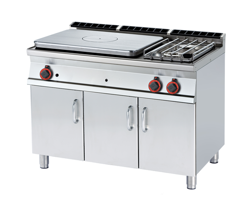 Kuchnia żeliwna gazowa 2-palnikowa z szafką, 25 kW, 1200x700x900 mm | RMGASTRO, TP2-712 G/P