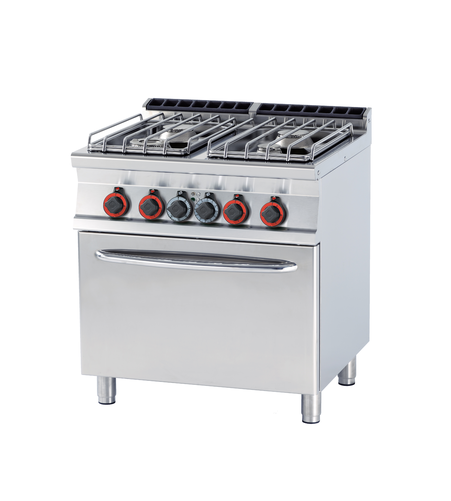 Kuchnia gazowa 4-palnikowa z piekarnikiem elektrycznym, 27 kW, 800x700x900 mm, 400 V, inox | RMGASTRO, CF4-78 GE/P