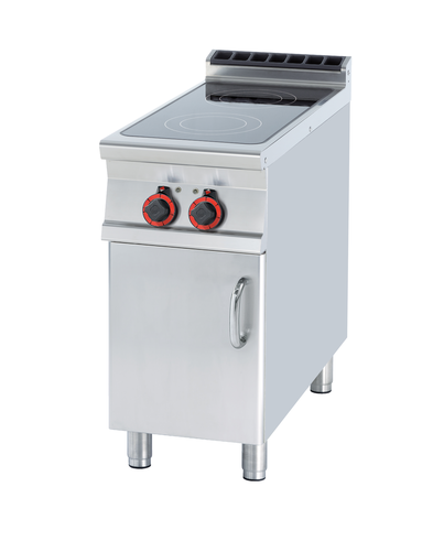 Kuchnia elektryczna ceramiczna 2-polowa z szafką, 6,8 kW, 400x900x900 mm, 400 V, inox | RMGASTRO, PCC-94 ET