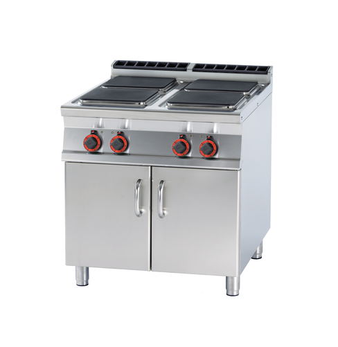 Kuchnia elektryczna 4-płytowa z szafką, 16 kW, 800x900x900 mm, 400 V, inox | RMGASTRO, PCQ-98 ET