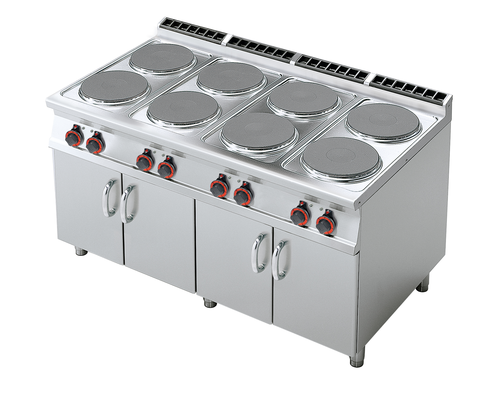 Kuchnia elektryczna 8-palnikowa z szafką, 28 kW, 1600x900x900 mm, 400 V, inox | RMGASTRO, PC-916 ET