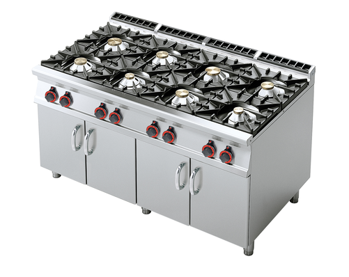 Kuchnia gazowa 8-palnikowa z szafką, 56 kW, 1600x900x900 mm, inox | RMGASTRO, PC-916 G
