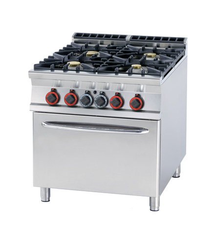 Kuchnia gazowa 4 -palnikowa z piekarnikiem gazowym GN 2/1, 36,5 kW, 800x900x900 mm, inox | RMGASTRO, CF4-98 G