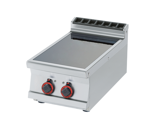 Kuchnia elektryczna ceramiczna 2-polowa top, 5 kW, 400x700x280 mm, 400 V, inox, czarna | RMGASTRO, PCCT-74 ET