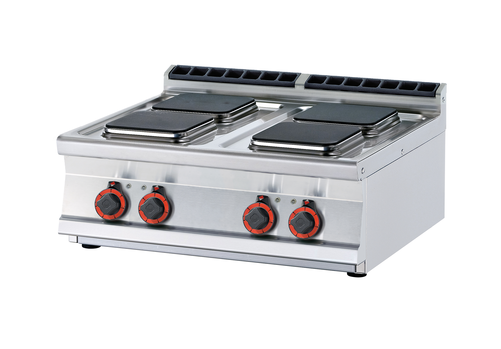 Kuchnia elektryczna 4-palnikowa top, 10.4 kW, 800x700x280 mm, 400 V, inox | RMGASTRO, PCQT-78 ET