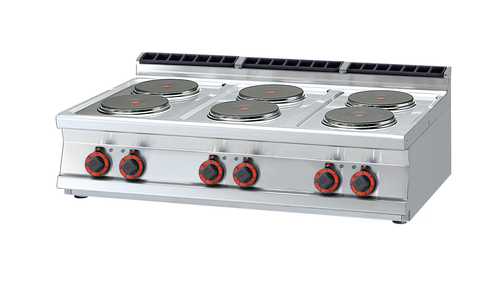 Kuchnia elektryczna 6-palnikowa top, ø 220 mm, 15.6 kW, 1200x700x280 mm, 400 V, inox | RMGASTRO, PCT-712 ET