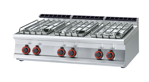 Kuchnia gazowa 6-palnikowa top, z nierdzewnym rusztem, 35 kW, 1200x700x280 mm, inox | RMGASTRO, PCT-712 G/P