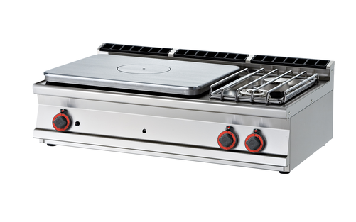 Kuchnia gazowa 2-palnikowa top z płytą żeliwną, 25 kW, 1200x700x280 mm, inox | RMGASTRO, TP2T-712 G/P