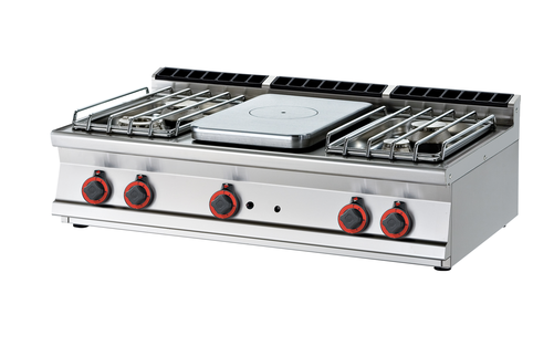 Kuchnia gazowa 4-palnikowa top z płytą żeliwną, 29 kW, 1200x700x280 mm, inox | RMGASTRO, TP4T-712 G/P