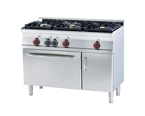 Kuchnia gazowa 3-palnikowa WOK z piekarnikiem elektrycznym, 30.05 kW, 120x600x900 mm, inox, czarny | RMGASTRO, CF3-612 GEMV WOK