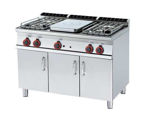 Kuchnia żeliwna gazowa 4-palnikowa z szafkąą, 29 kW, 1200x700x900 mm | RMGASTRO, TP4-712 G/P