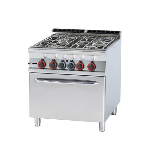 Kuchnia wodna gazowa 4-palnikowa z piekarnikiem gazowym GN 2/1, 36,5 kW, 800x900x900 mm | RMGASTRO, CFA4-98 G