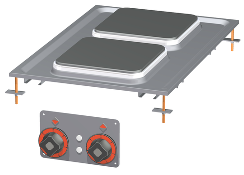 Kuchnia elektryczna 2-palnikowa, 5,2 kW, do zabudowy, 400x600x50 mm, 400 V, inox | RMGASTRO, PCQD-74 ET