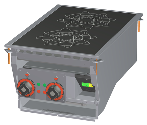 Kuchnia elektryczna indukcyjna 2-palnikowa, 10 kW, cyfrowe sterowanie, do zabudowy, 400x600x50 mm, 400 V | RMGASTRO, PCID-74 ETD