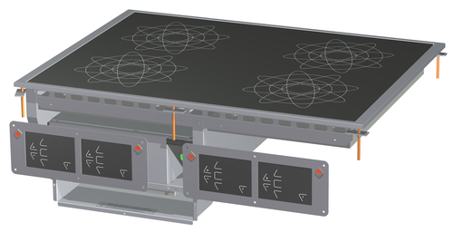 Kuchnia elektryczna indukcyjna 4-palnikowa, 20 kW, do zabudowy, 800x600x50 mm, 400 V | RMGASTRO, PCID-78 ET