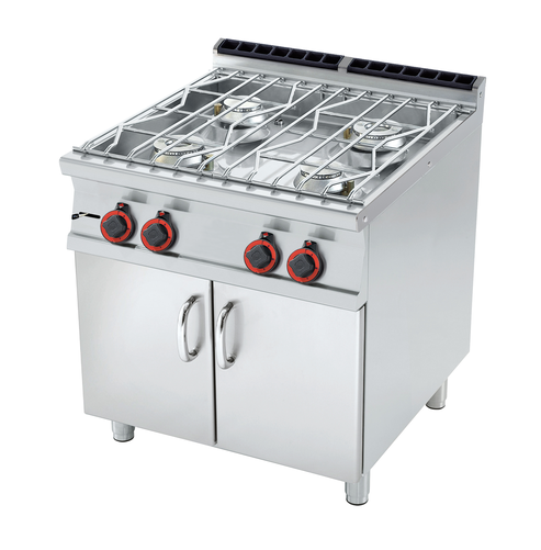 Kuchnia wodna gazowa 4-palnikowa z szafką, 28 kW, 800x700x900 mm, inox | RMGASTRO, PCA-78 GP