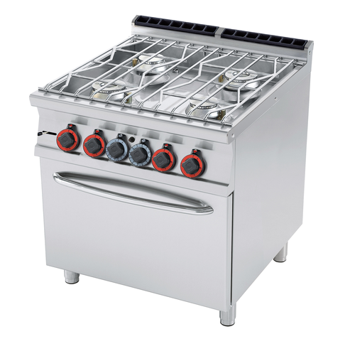 Kuchnia wodna gazowa 4-palnikowa z piekarnikiem gazowym GN 2/1, 35,3 kW, 800x700x900 mm, inox | RMGASTRO, CFA4-78 GP