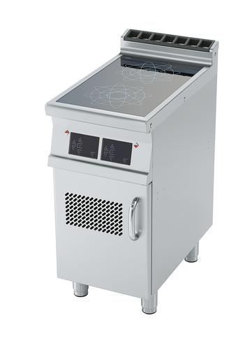 Kuchnia elektryczna indukcyjna 2-palnikowa z szafką, 10 kW, 400x700x900 mm, 400 V, inox | RMGASTRO, PCI-74 ETD