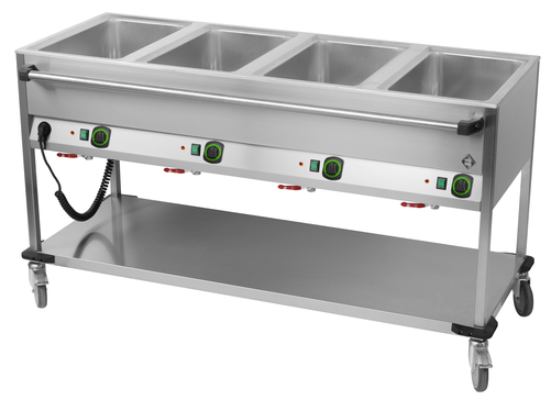 Bemar jezdny 4-komorowy z półką, GN 1/1, niezależne sterowanie komór, 2,8 kW, 1650x700x900 mm | RMGASTRO, BMPD 4120