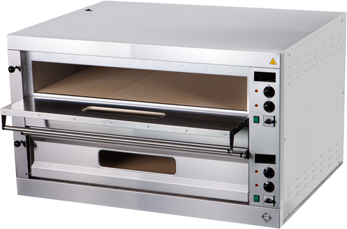 Piec elektryczny do pizzy 2-komorowy, drzwi przeszklone, 18x pizza 330 mm, 24 kW, 1313x1273x763 mm | RMGASTRO, P-18