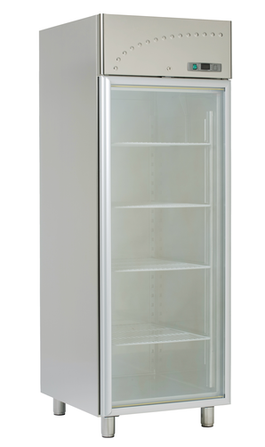 Szafa mroźnicza 1-drzwiowa, drzwi przeszklone, 3x GN 2/1, 450 l, 0,5 kW, 710x700x2000 mm, inox | RMGASTRO, MS-50 SV