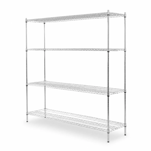 Regał 4-półkowy 1800x450x1800 mm ze stali chromowanej | TECHNICA, Silver Line