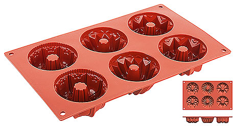Mata silikonowa do 6 babek z tuleją 300x175x38 mm | CONTACTO, 6652/075