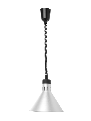 Lampa do podgrzewania potraw - wisząca, stożkowa, 0,25 kW, 230V, ø275x250 mm, srebrna | HENDI, 273869