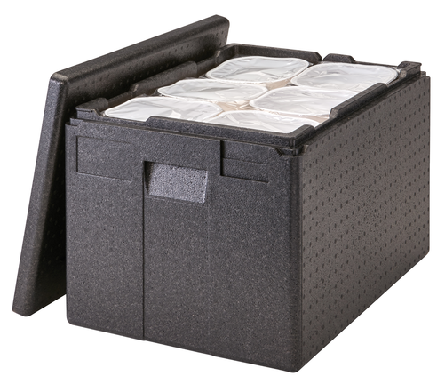 Wielofunkcyjny termos transportowy ładowany od góry, 64,5 l, 610x430x390 mm, czarny | CAMBRO, GoBox