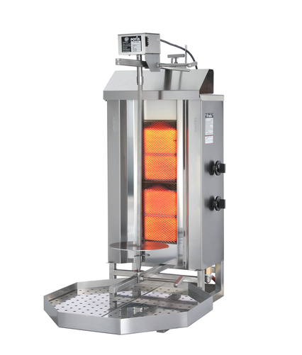 Gyros, kebab gazowy, 2 strefy grzewcze, wsad 30 kg, 7 kW, 500x395x920 mm, taca na tłuszcz o wym. 500x500 mm | POTIS, GD2/LPG