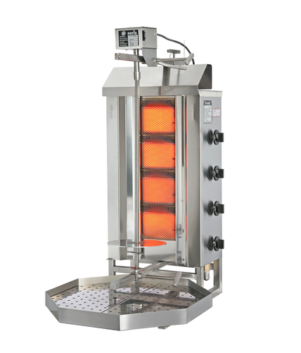 Gyros, kebab gazowy, 4 strefy grzewcze, wsad 30 kg, 7 kW, 500x395x920 mm, taca na tłuszcz o wym. 500x500 mm | POTIS, G2/LPG