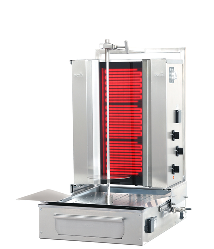 Gyros, kebab elektryczny, 3 ceramiczne strefy grzewcze, wsad 30 kg, 400V, 5,7 kW, dolny napęd 11,5 W, 760x620x840 mm | POTIS, F CE3