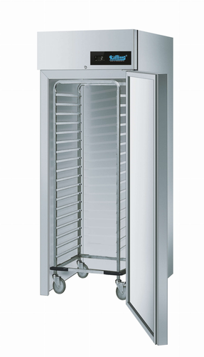 Piekarnicza szafa chłodnicza wjezdna, 1-drzwiowa, ze stali nierdzewnej, centralne chłodzenie, 780 l, 0,2 kW, 770x800x2100 mm | RILLING, Linia 710