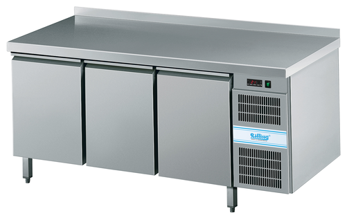Piekarniczy stół chłodniczy, 3-drzwiowy, ze stali nierdzewnej, centralne chłodzenie, bez blatu, 580 l, 0,13 kW, 1850x800x850 mm | RILLING, AKT ZK834 6600